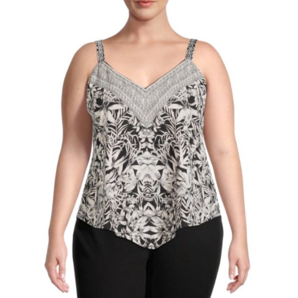 Romantic Gypsy Plus Handkerchief V Neck Floral Tank Top